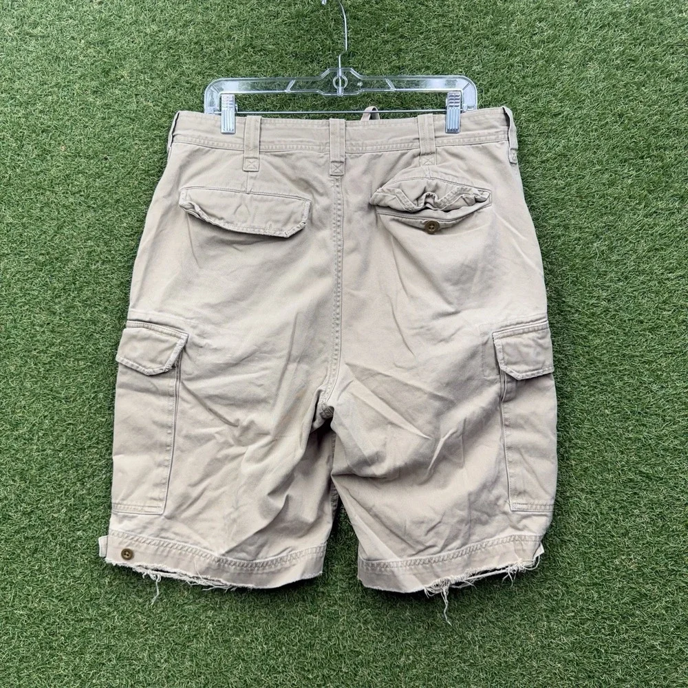 Abercrombie & Fitch Cargo Shorts Mens 34 Khaki Drawstring Cotton Casual Skater